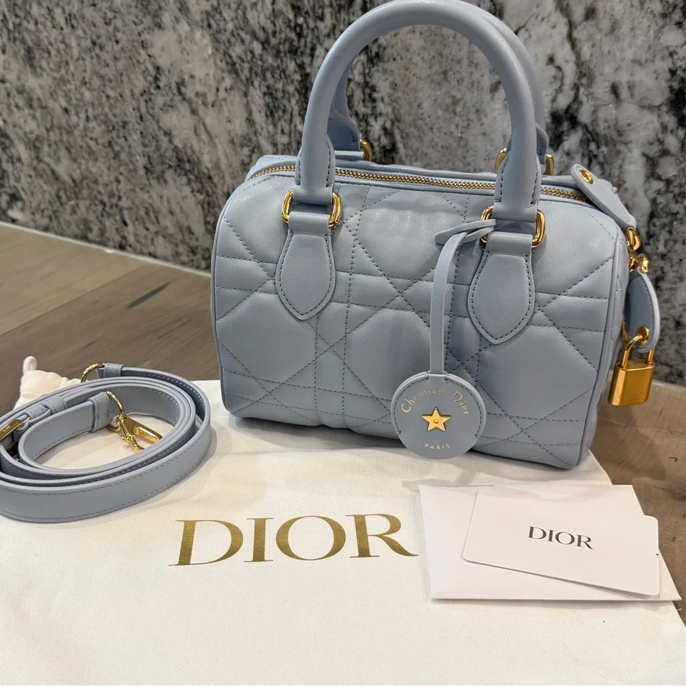 Christian Dior Groove 20 Bag Cloud Blue Cannage Leather - FULL SET with Receipt - Picture 1 of 8